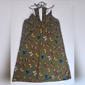 Abercrombie & Fitch Mini Dress Womens Size XS Green Butterfly Summer Festival